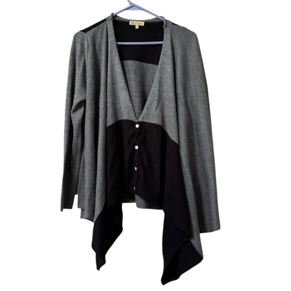 Democracy Sweaters - Democracy Sweater Women Sz Large Asymmetrical Button Down‎ Long Sleeve Cardigan